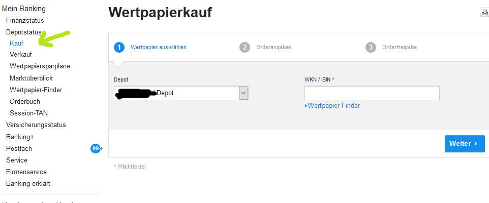 Aktienkauf DKB Schritt 1
